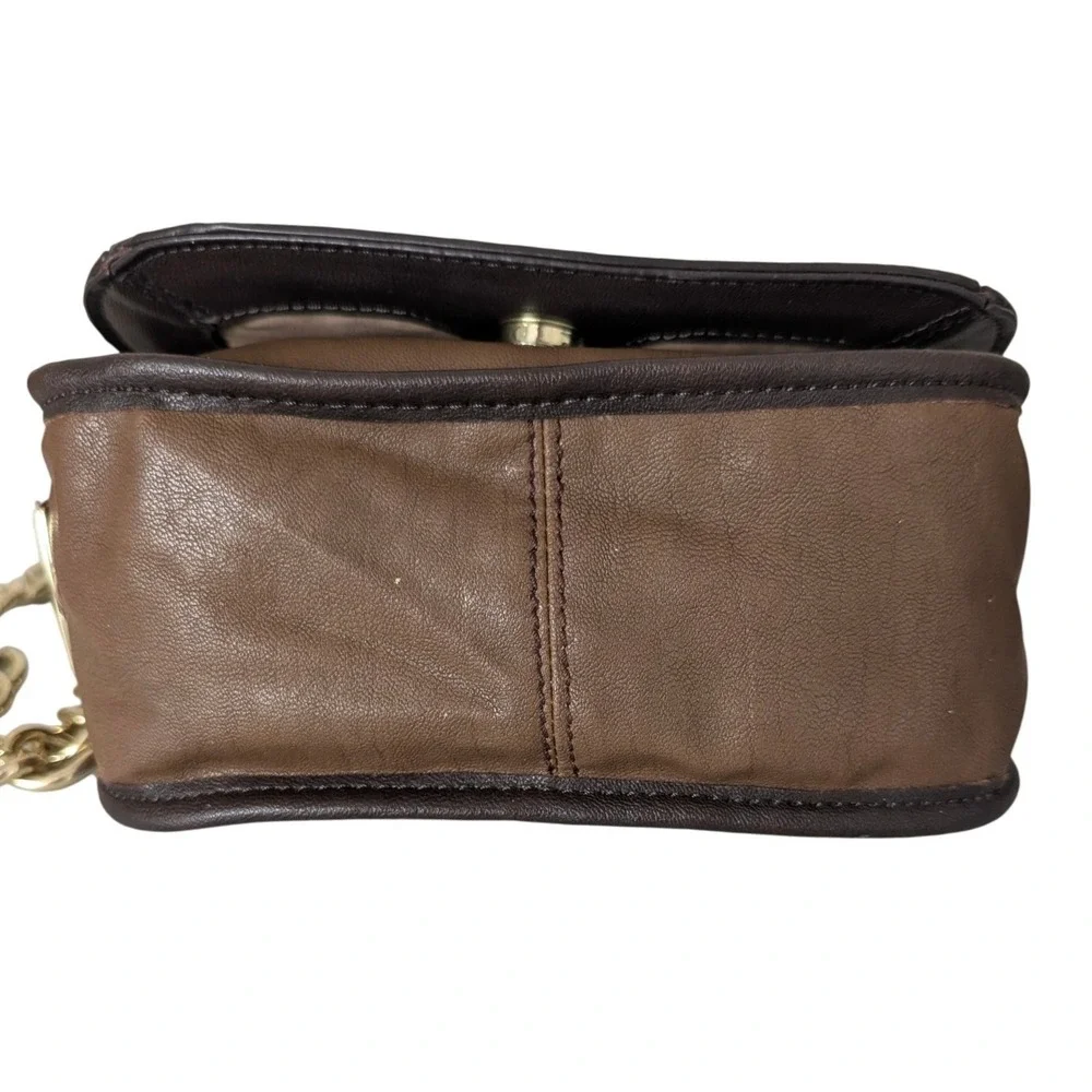 Y2K Brown Chain Strap Shoulder Bag Purse Small Faux Leather Brown Classic Office